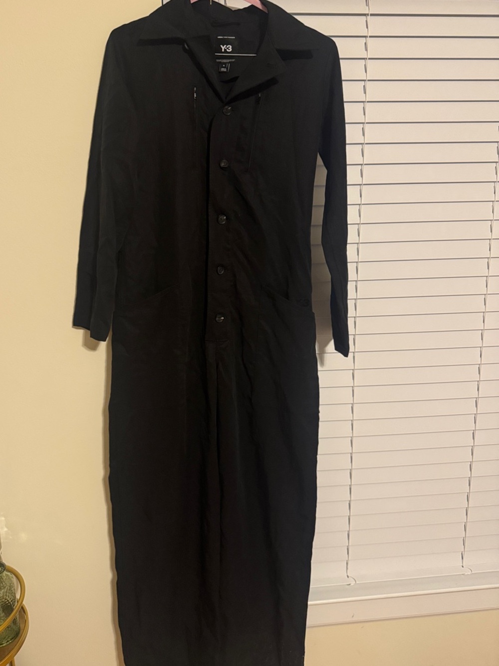 Y-3 Black Longline Button-Up Jumpsuit